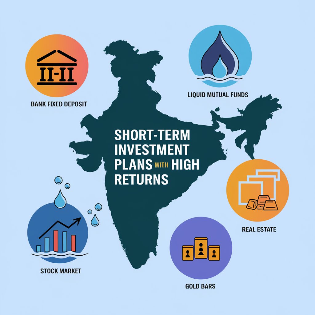 An infographic representing short-term investment plans with high returns in India.